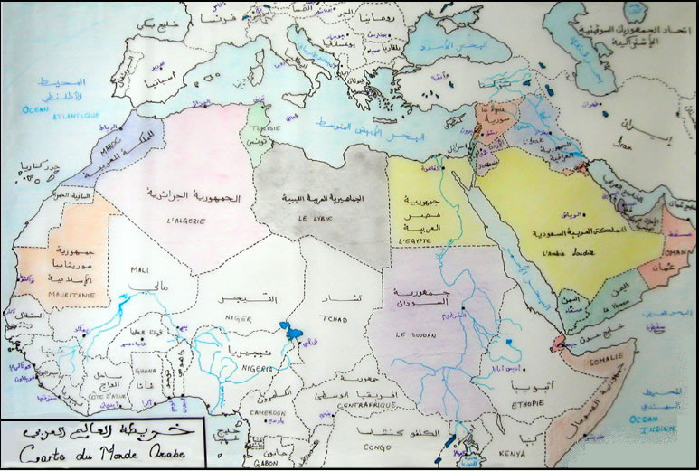 carte geographique du monde arabe