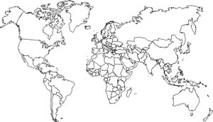 خريطة العالم فارغة