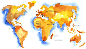 carte postale du monde