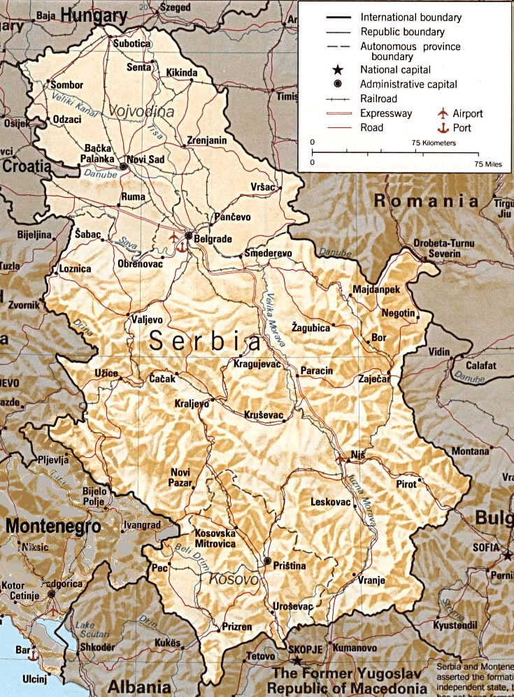 Carte Serbie-Monténégro