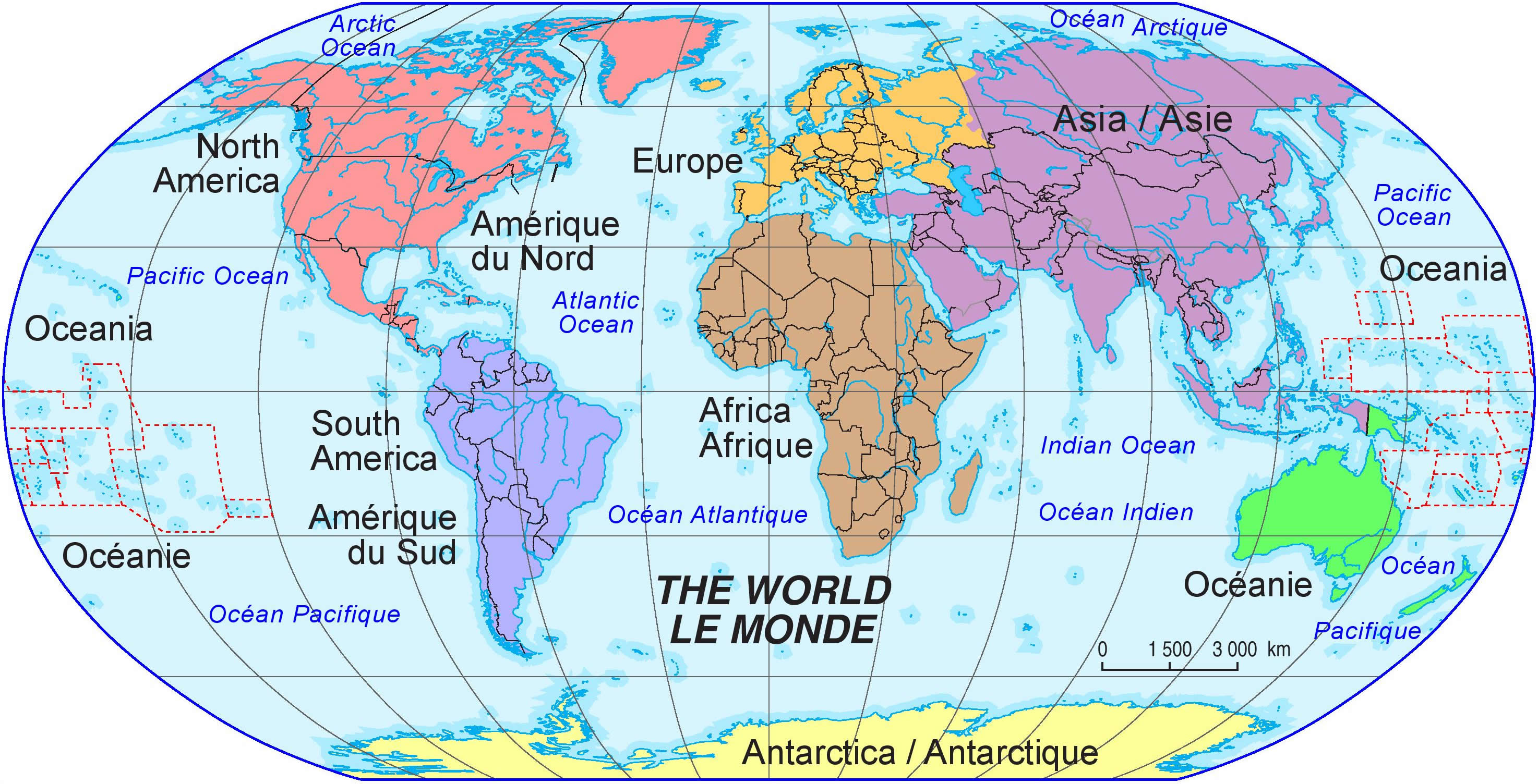 carte des continents du monde - Image