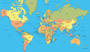 Carte des pays du monde anglais
