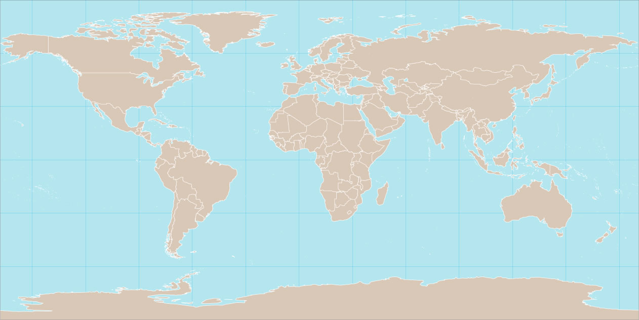 Carte du monde vierge avec les frontières des pays