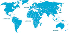 Carte du monde vierge bleu