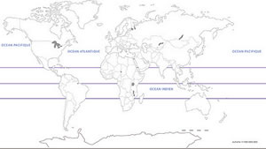 Carte du monde vierge océans et lacs