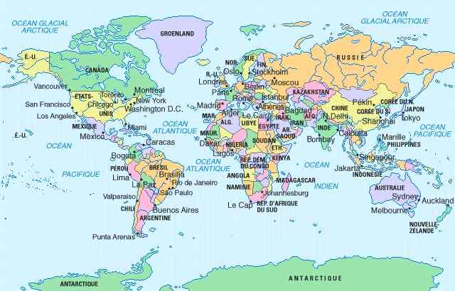 carte des etats du monde
