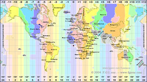 Grande Carte fuseau horaire du monde