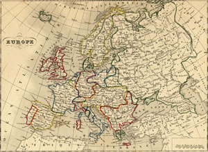 Carte historique de l'Europe 1843