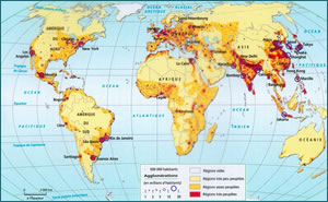 Grande carte des populations du monde
