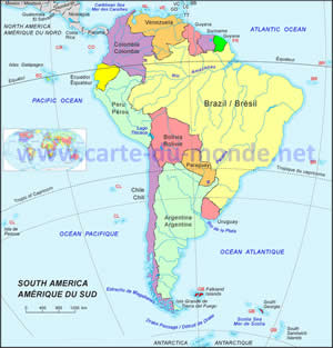 Grande carte Amérique du sud