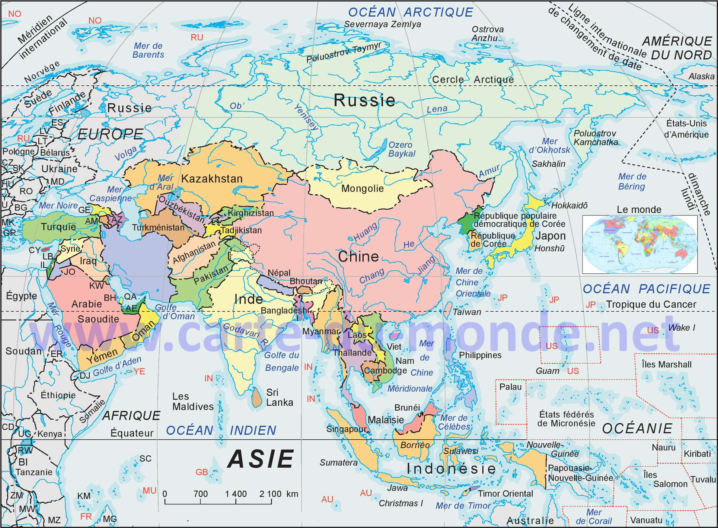 asie carte monde