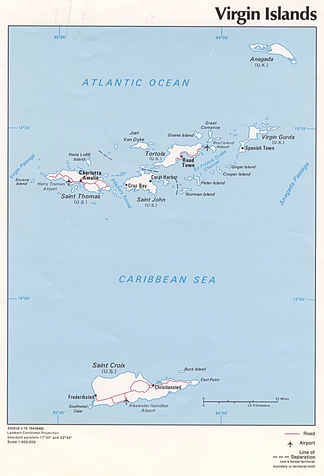 Carte Îles Vierges Américaines (US)