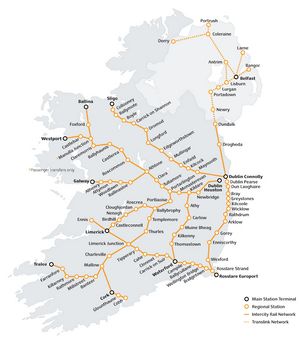 Carte ferroviaire Irlande