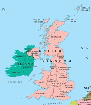Carte frontières Irlande