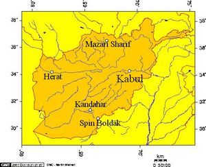 Carte grande villes Afghanistan