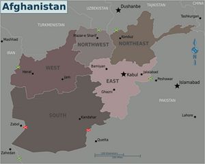 Carte régions Afghanistan