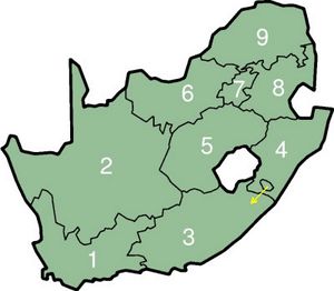 Carte Afrique du Sud vierge numéros régions
