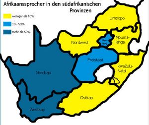 Carte des langues Afrique du Sud
