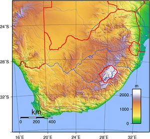 Carte topographique Afrique du Sud