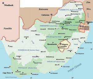 Carte des villes Afrique du Sud