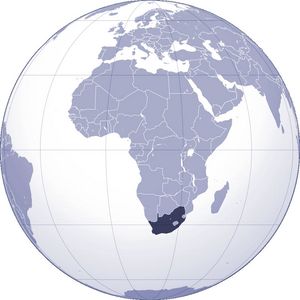 Localiser Afrique du Sud sur carte du monde