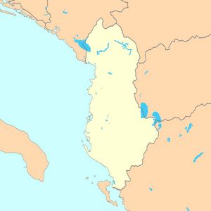 Carte Albanie vierge couleur