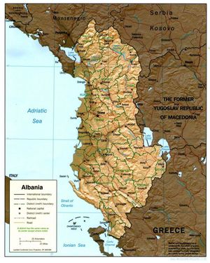 Carte relief Albanie