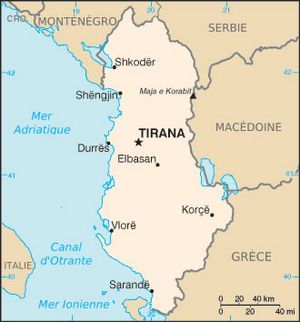 Carte des villes Albanie