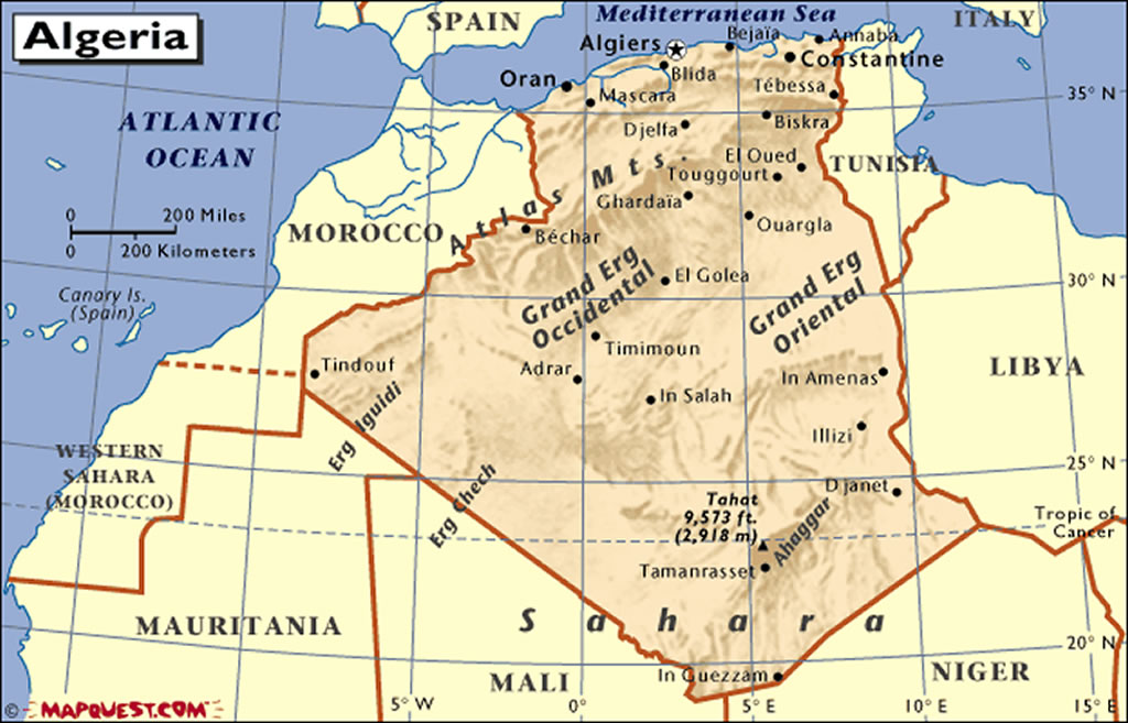 algerie carte des pays