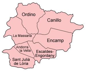 Carte régions Andorre couleur