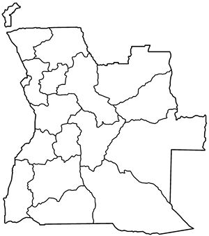 Carte Angola vierge régions