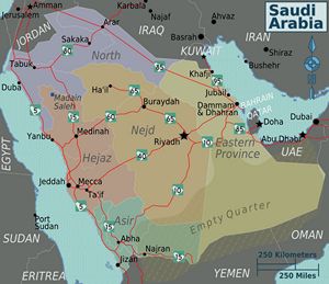 Carte régions Arabie saoudite