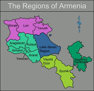 Carte régions Arménie