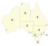 Carte Australie vierge numéros régions