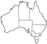 Carte Australie vierge régions