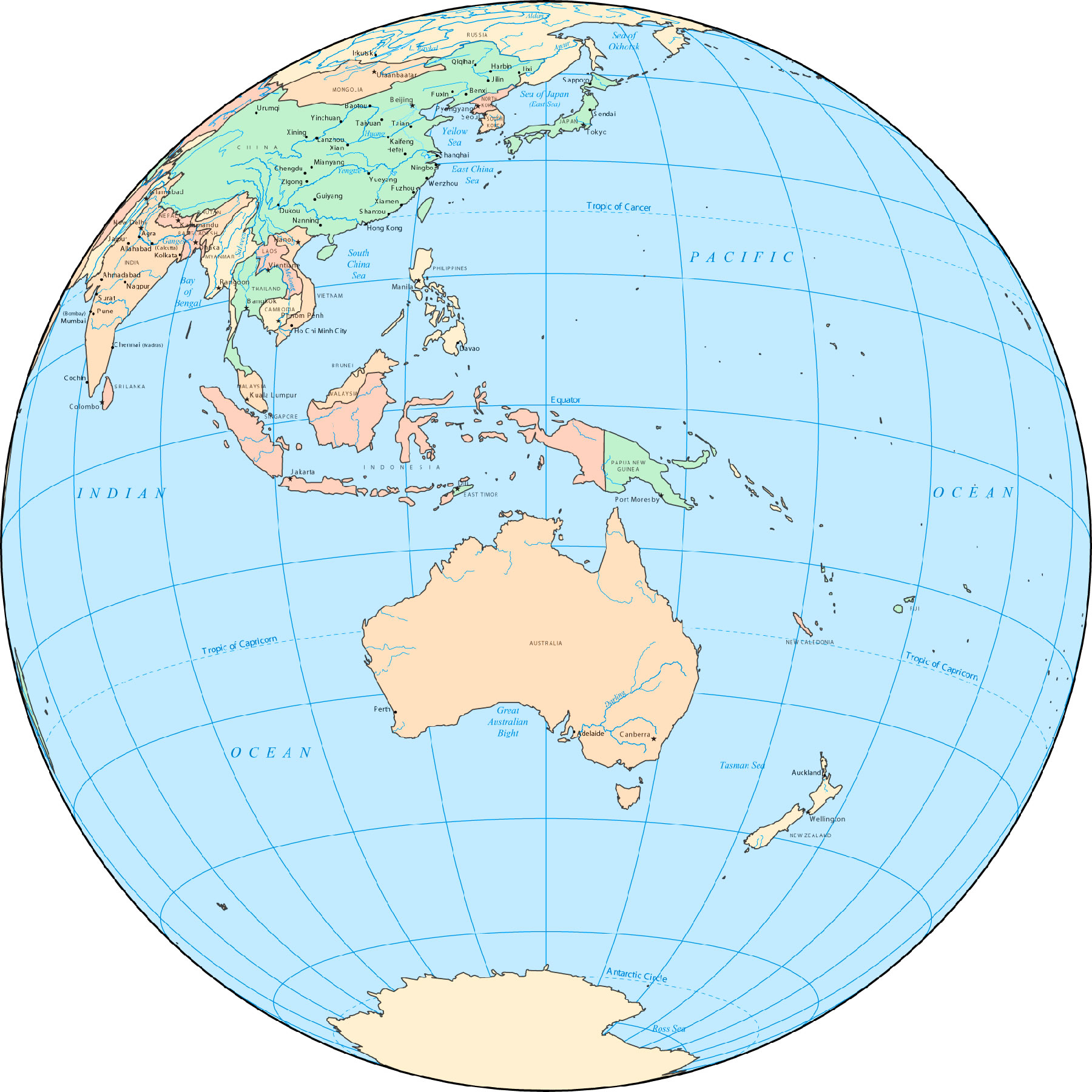 carte du monde australie