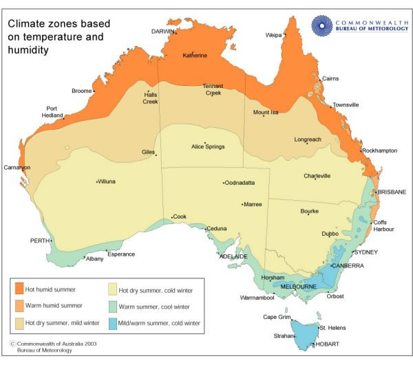Carte météo de l'Australie
