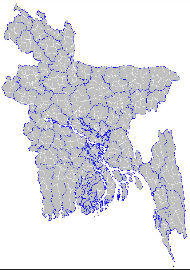 Carte vierge des départements de Bangladesh