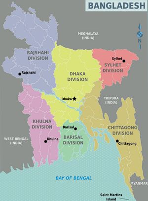Carte régions Bangladesh
