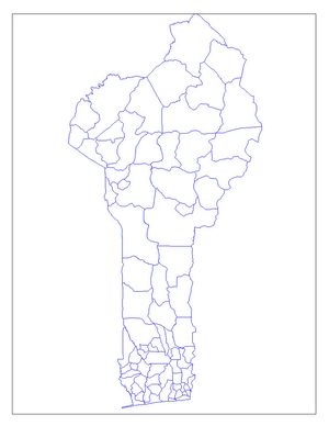 Carte Bénin vierge départements