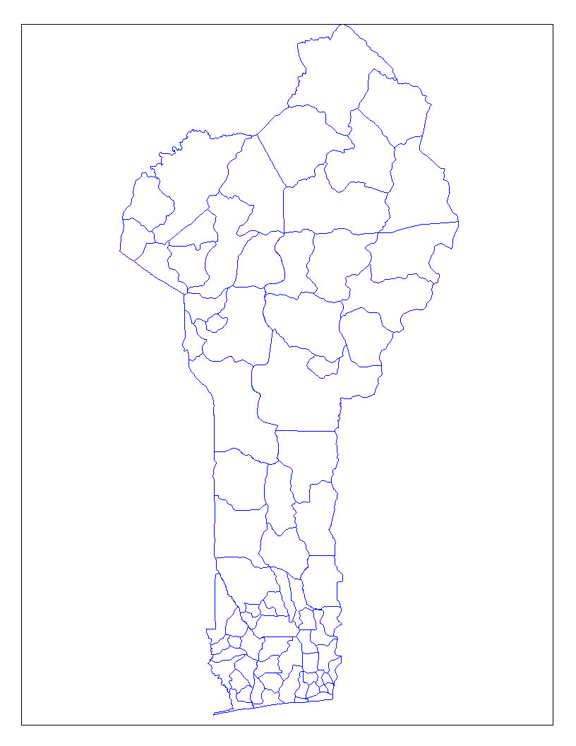 Carte vierge des départements de Bénin