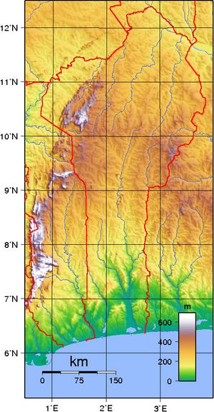 Carte topographique Bénin