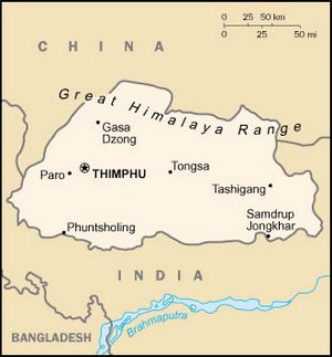 Carte Bhoutan