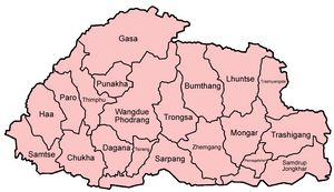 Carte Bhoutan vierge départements