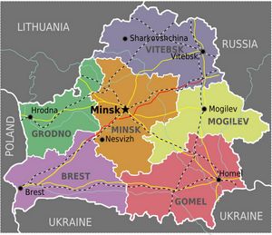 Carte régions Biélorussie couleur