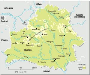 Carte topographique Biélorussie