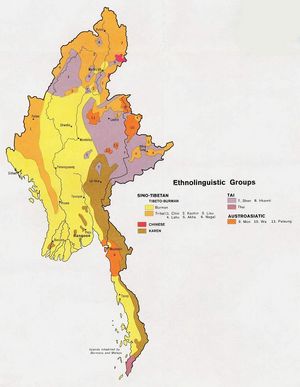 Carte des langues Birmanie