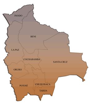 Carte départements Bolivie