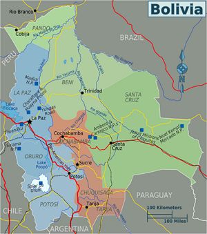 Carte régions Bolivie