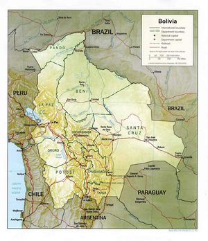 Carte relief Bolivie